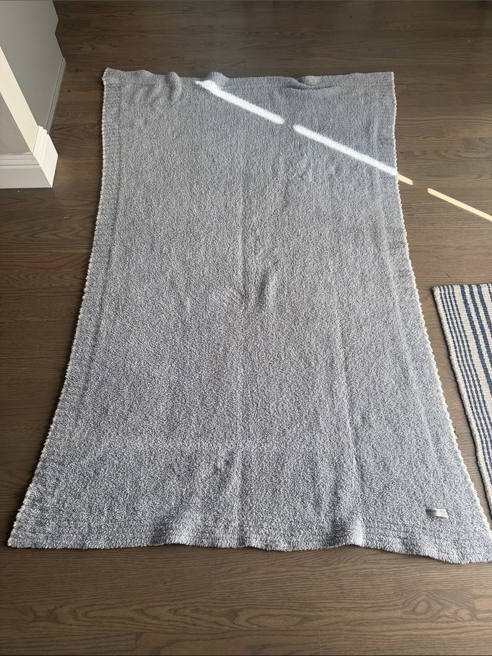 Barefoot Dreams Plush Light Gray Throw Blanket